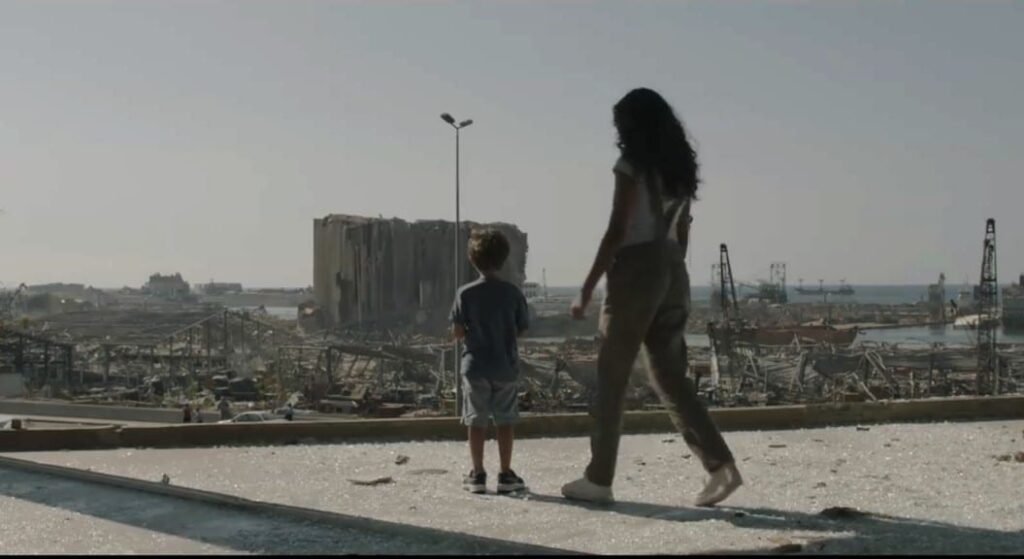 Film still from Kermal Beirut showing Beirut after the August 4 blast